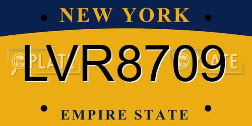 LVR8709 New York License Plate