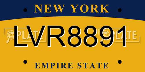 LVR8891 New York License Plate