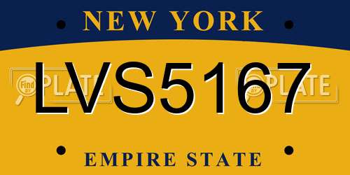 LVS5167 New York License Plate