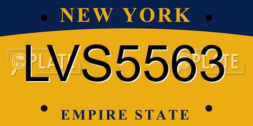 LVS5563 New York License Plate
