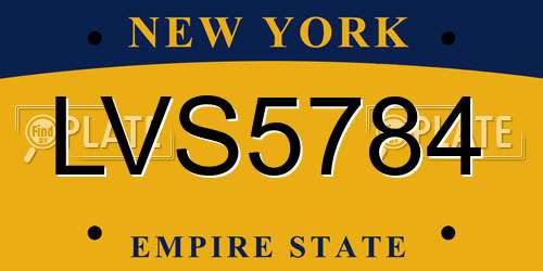 LVS5784 New York License Plate