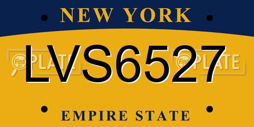 LVS6527 New York License Plate