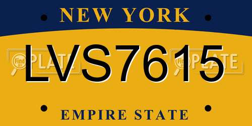 LVS7615 New York License Plate