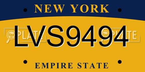 LVS9494 New York License Plate