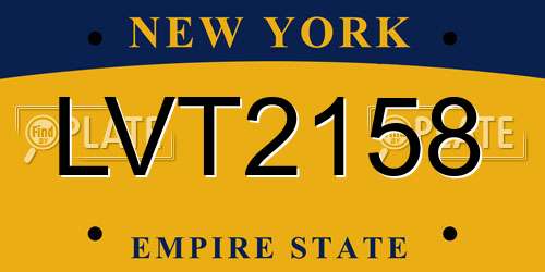 LVT2158 New York License Plate