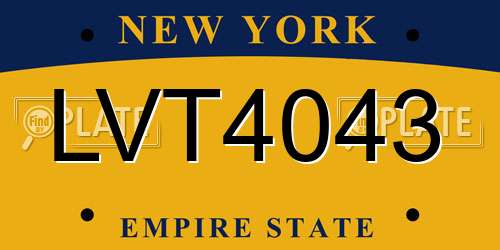 LVT4043 New York License Plate