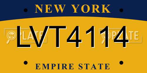 LVT4114 New York License Plate