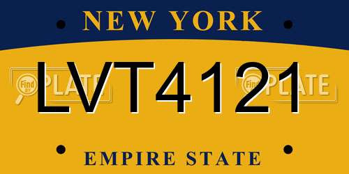 LVT4121 New York License Plate