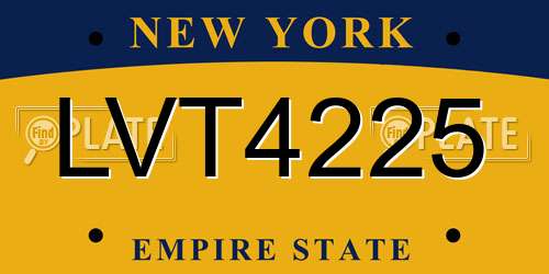 LVT4225 New York License Plate