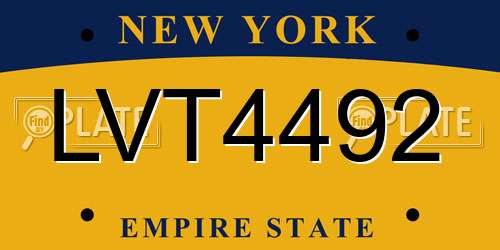 LVT4492 New York License Plate