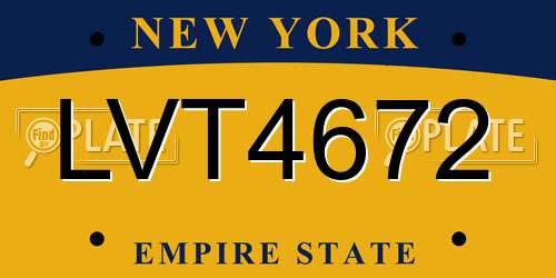 LVT4672 New York License Plate