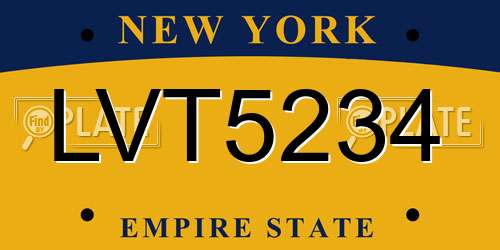 LVT5234 New York License Plate