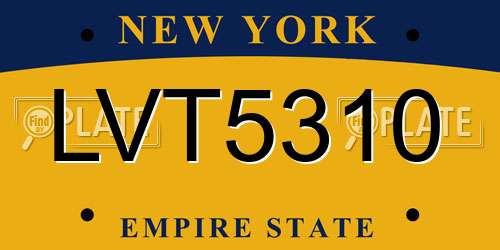 LVT5310 New York License Plate