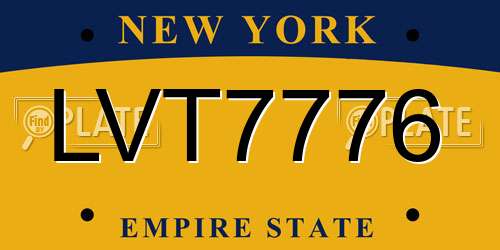 LVT7776 New York License Plate