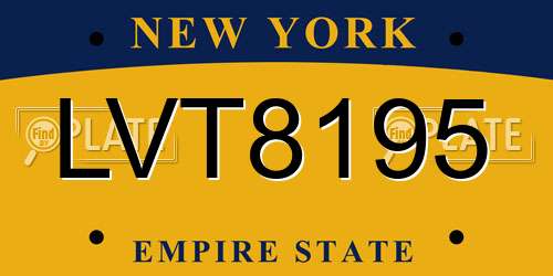 LVT8195 New York License Plate