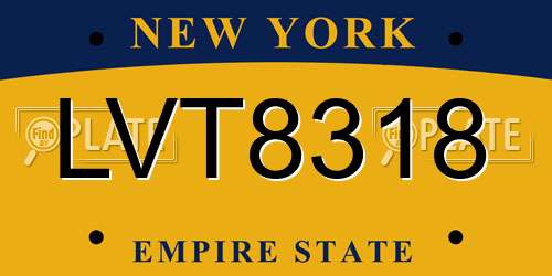 LVT8318 New York License Plate