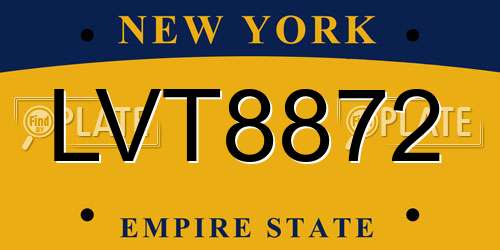 LVT8872 New York License Plate