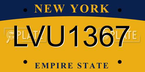 LVU1367 New York License Plate