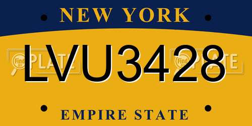 LVU3428 New York License Plate