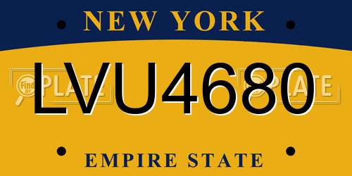 LVU4680 New York License Plate