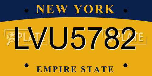 LVU5782 New York License Plate
