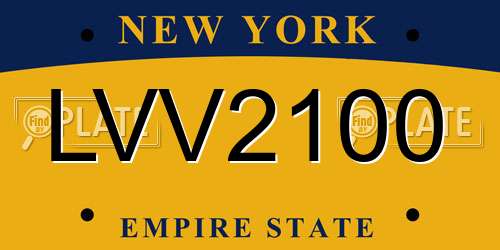 LVV2100 New York License Plate