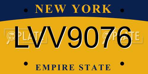 LVV9076 New York License Plate