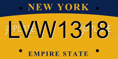 LVW1318 New York License Plate