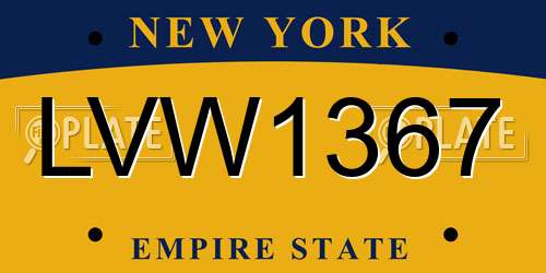 LVW1367 New York License Plate