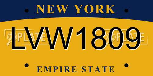 LVW1809 New York License Plate