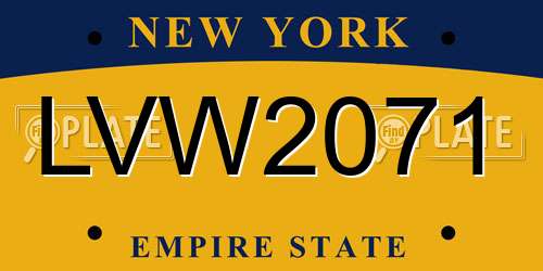 LVW2071 New York License Plate