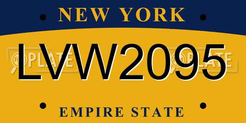 LVW2095 New York License Plate