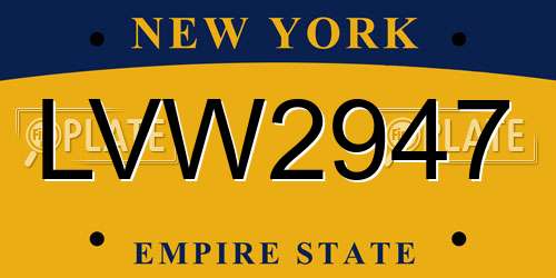 LVW2947 New York License Plate