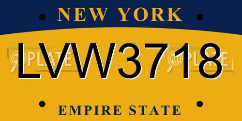 LVW3718 New York License Plate