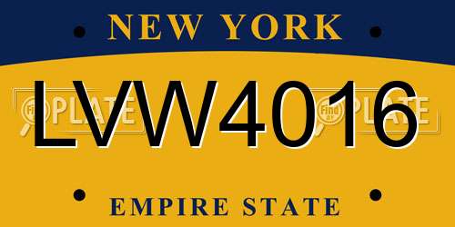 LVW4016 New York License Plate