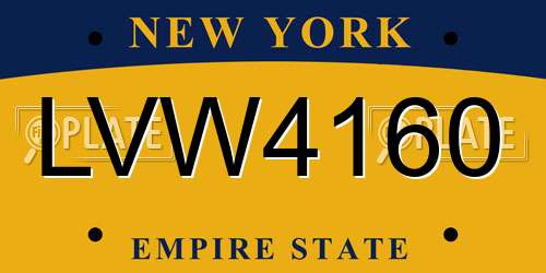 LVW4160 New York License Plate