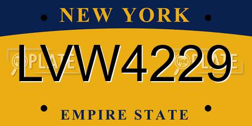 LVW4229 New York License Plate