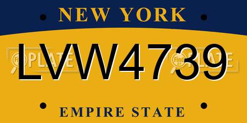 LVW4739 New York License Plate