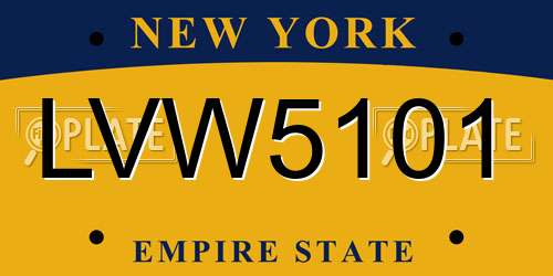LVW5101 New York License Plate