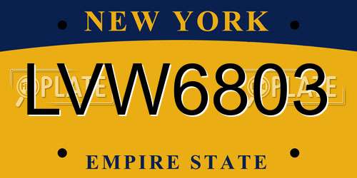 LVW6803 New York License Plate