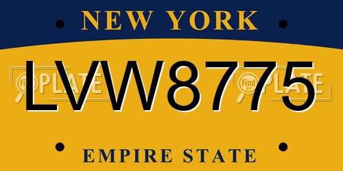 LVW8775 New York License Plate