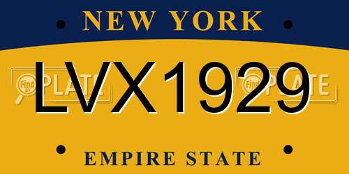 LVX1929 New York License Plate