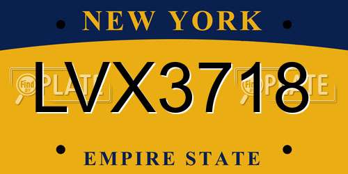 LVX3718 New York License Plate