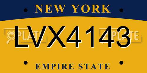 LVX4143 New York License Plate