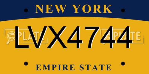 LVX4744 New York License Plate
