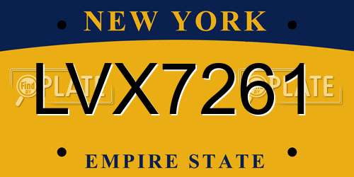 LVX7261 New York License Plate