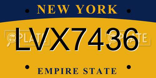 LVX7436 New York License Plate