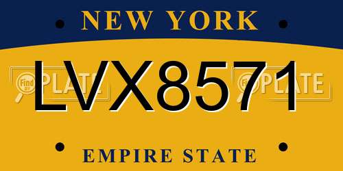 LVX8571 New York License Plate