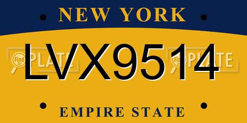 LVX9514 New York License Plate