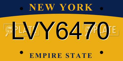 LVY6470 New York License Plate